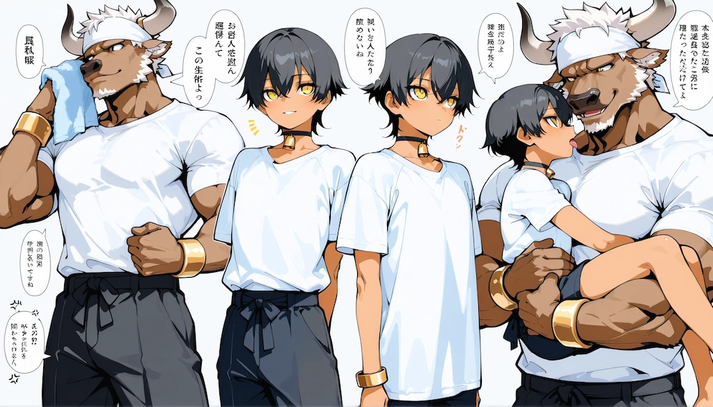 ミノタウロスさんにお姫様抱っこされる男の子