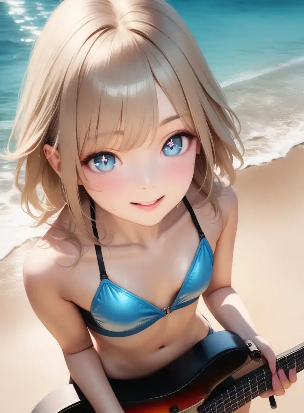 ビーチでギター