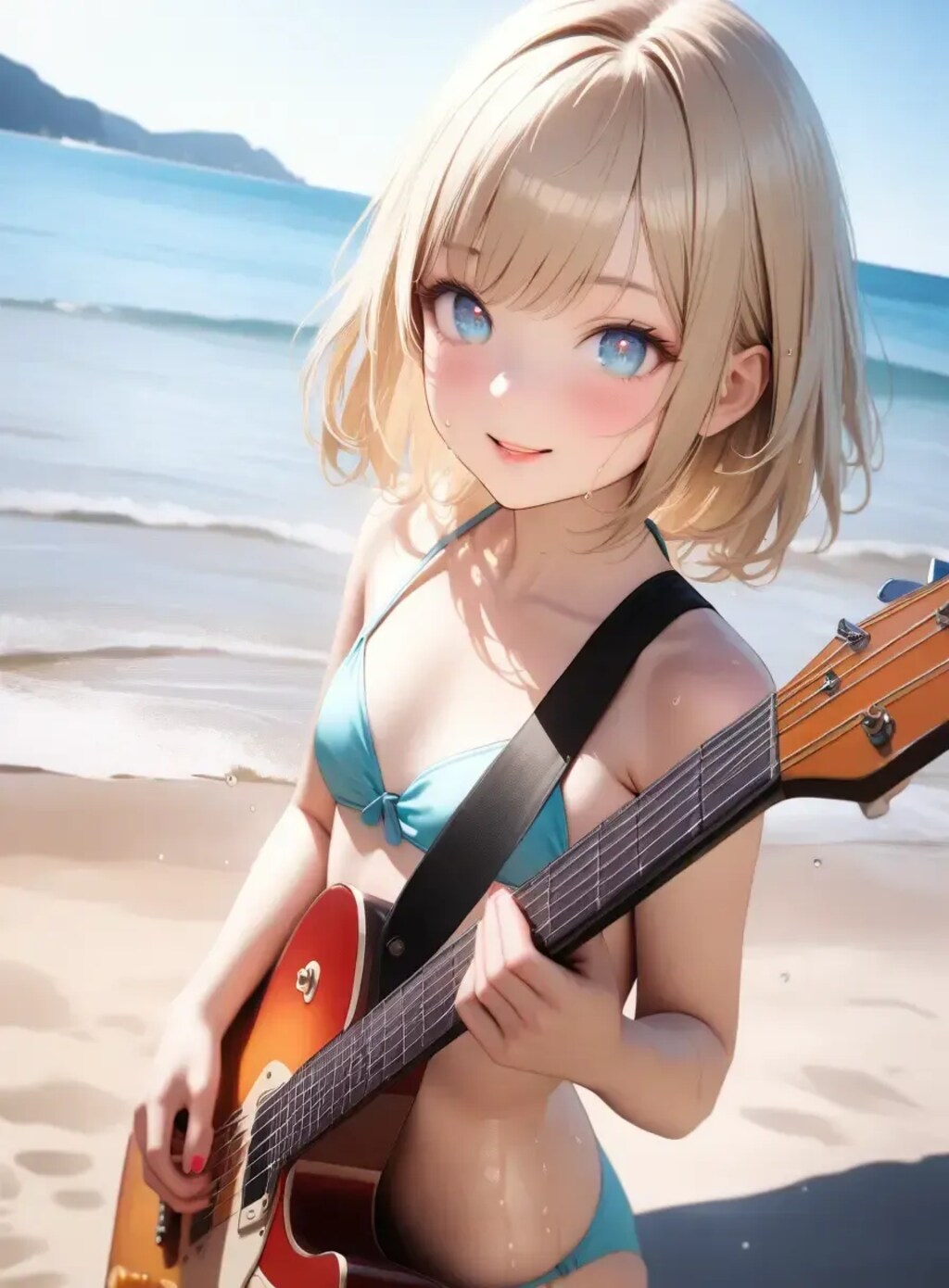 ビーチでギター