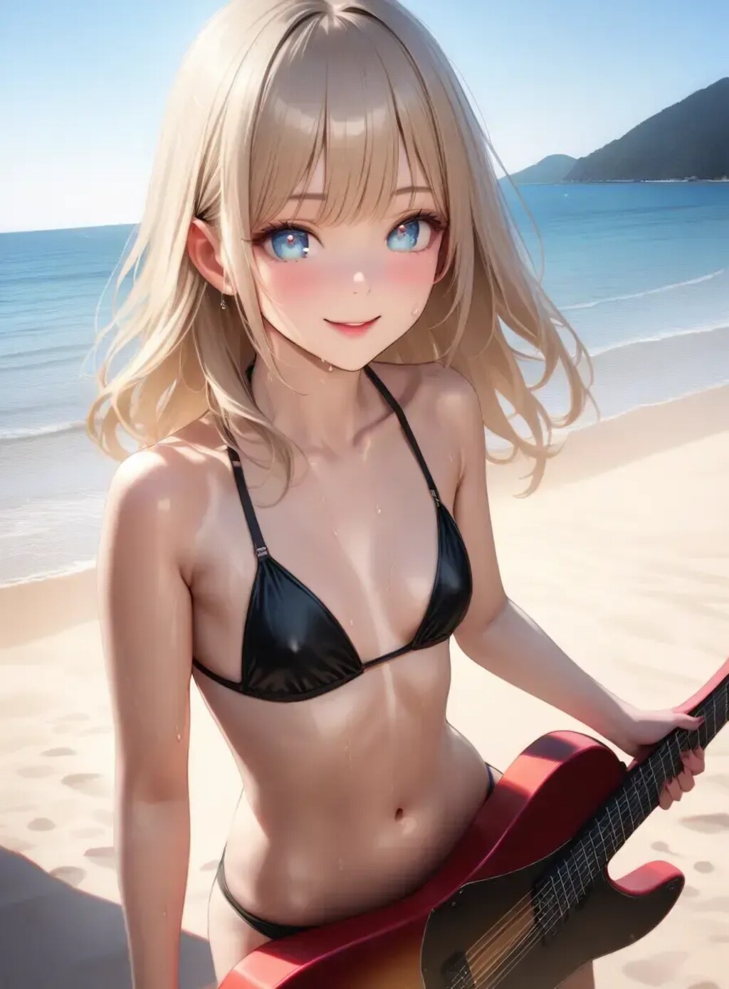 ビーチでギター