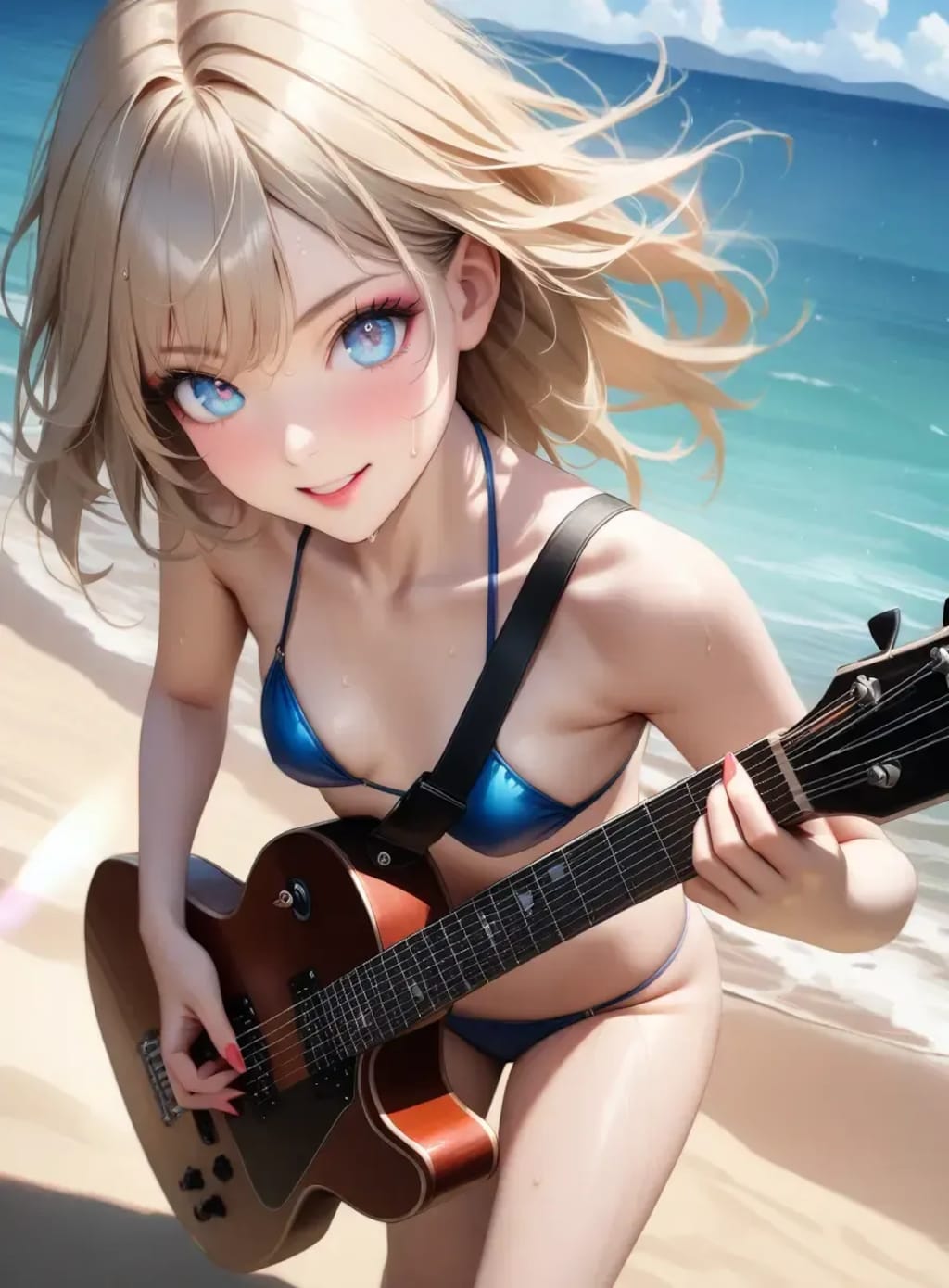 ビーチでギター