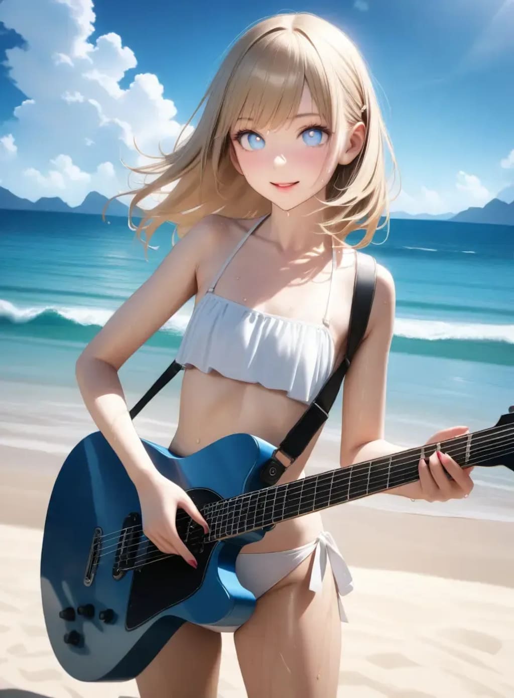 ビーチでギター