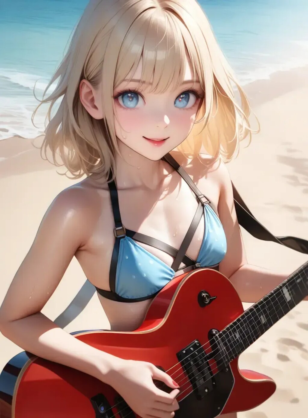 ビーチでギター