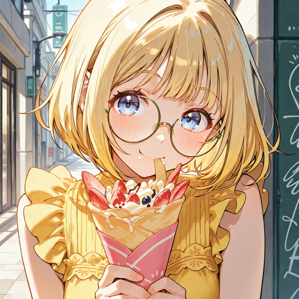 クレープを食べるミッシェルさん