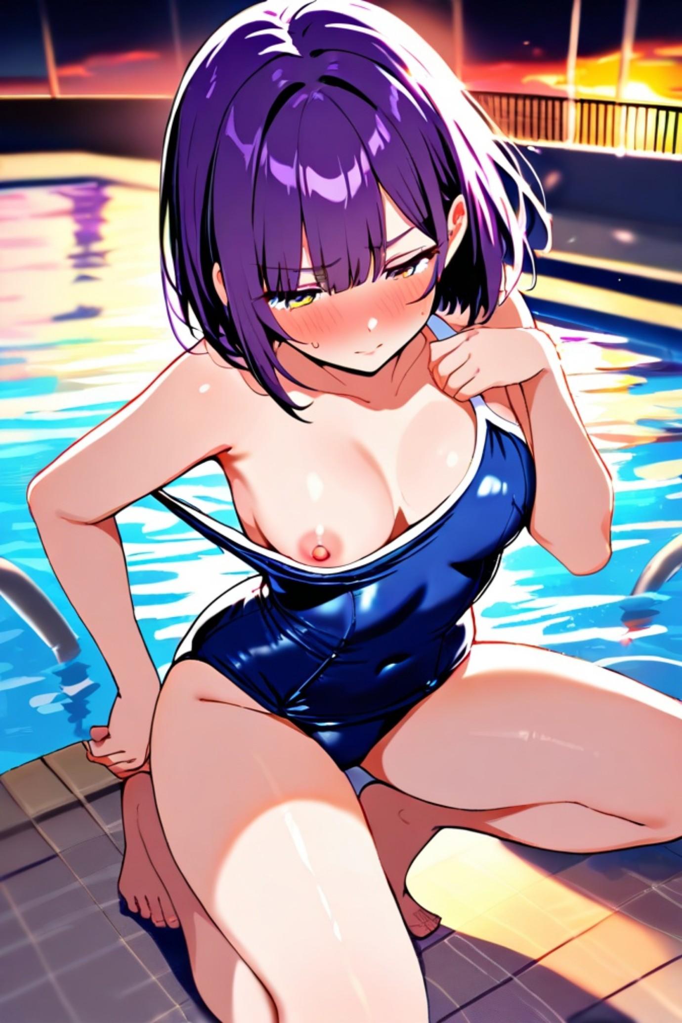 スク水の緑髪ちゃん