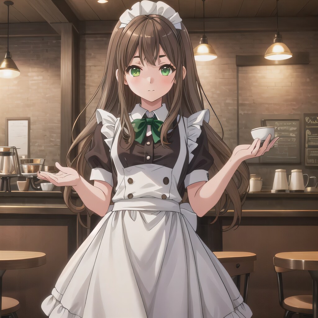 茶髪ロングでカフェの少女３