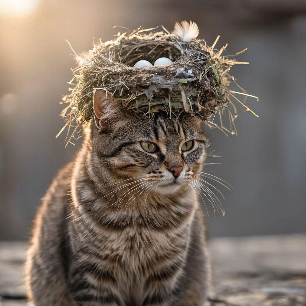 ツバメに住まれる猫