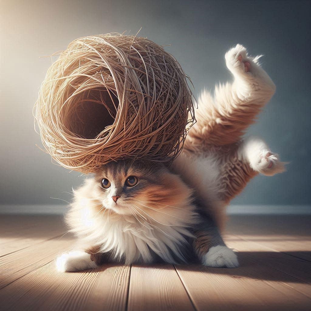 ツバメに住まれる猫