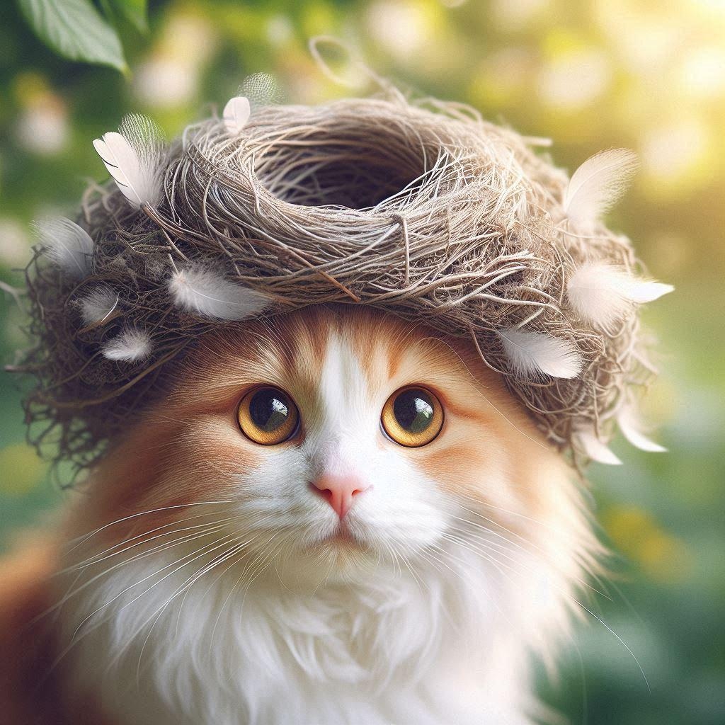 ツバメに住まれる猫