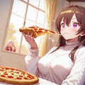 「ピッザァを美味しそうに頬張る姿」　呪文はWord制限+i2i生成により使用不可 3枚目