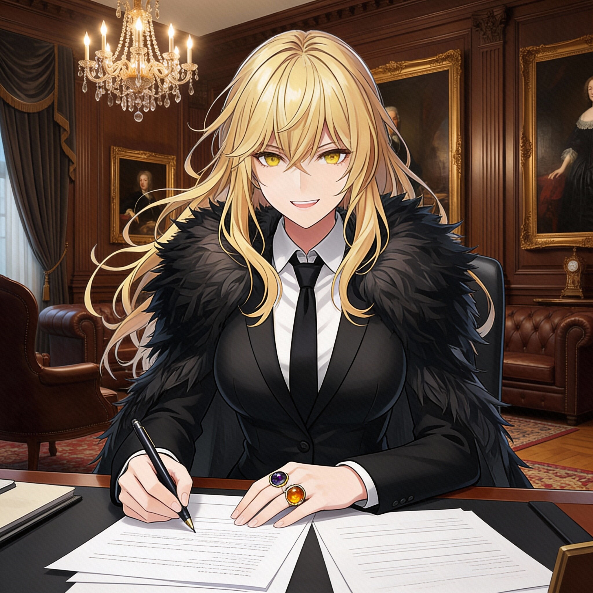 書類仕事中のエリザベス | の人気AIイラスト・グラビア