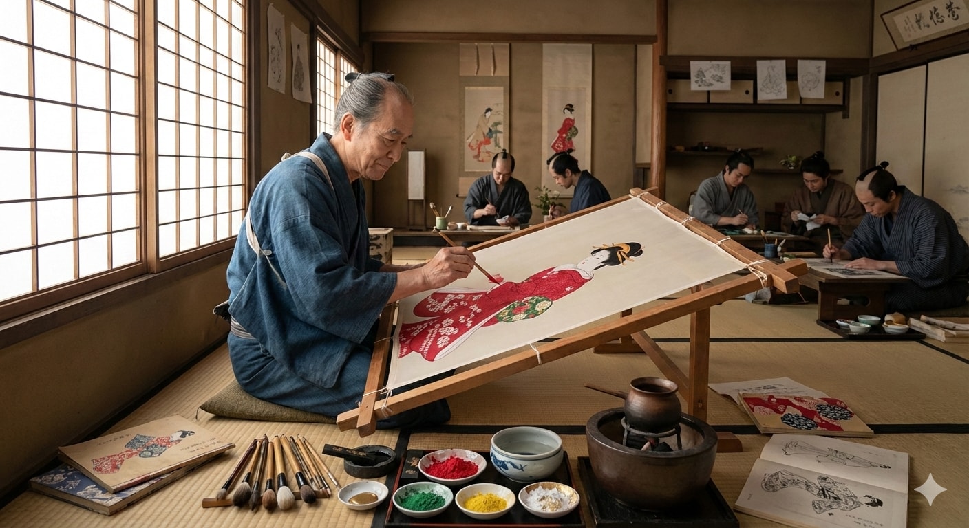 見返り美人図を描く菱川師宣 | の人気AIイラスト・グラビア