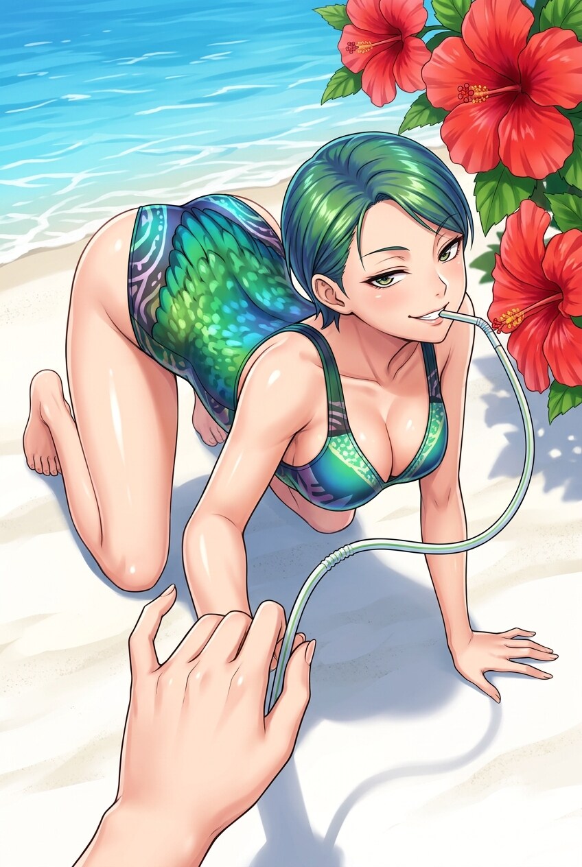 ハチドリ擬人化(散歩ですか？)