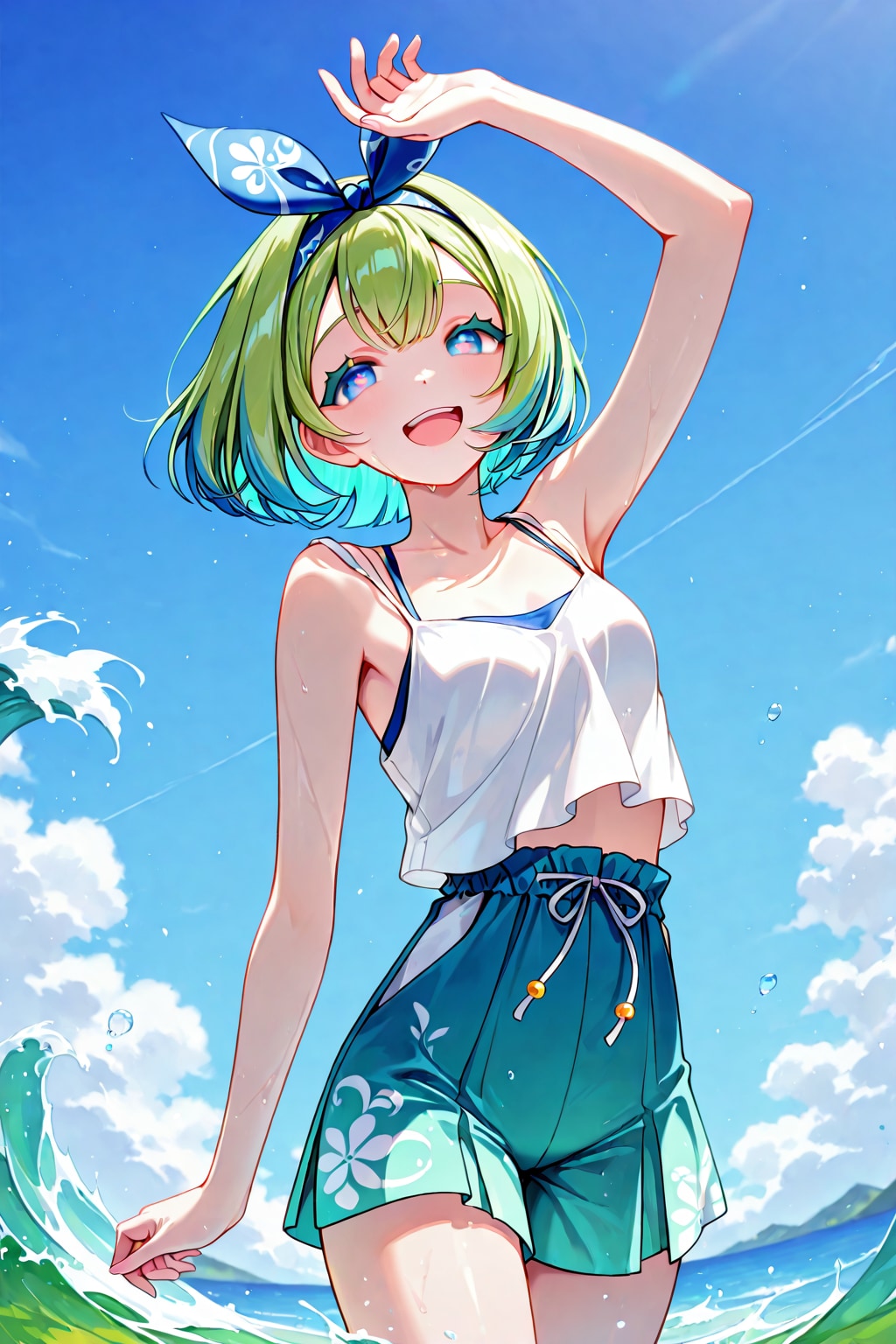 活発な緑髪の子