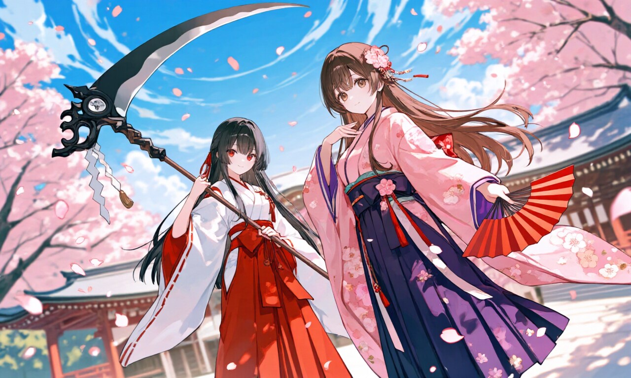 鉄扇女子と大鎌女子