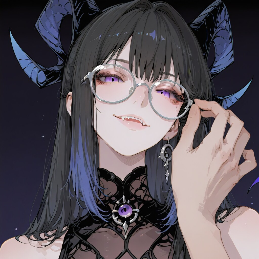デビル化した黒髪メガネ Type.APRICOT | の人気AIイラスト・グラビア