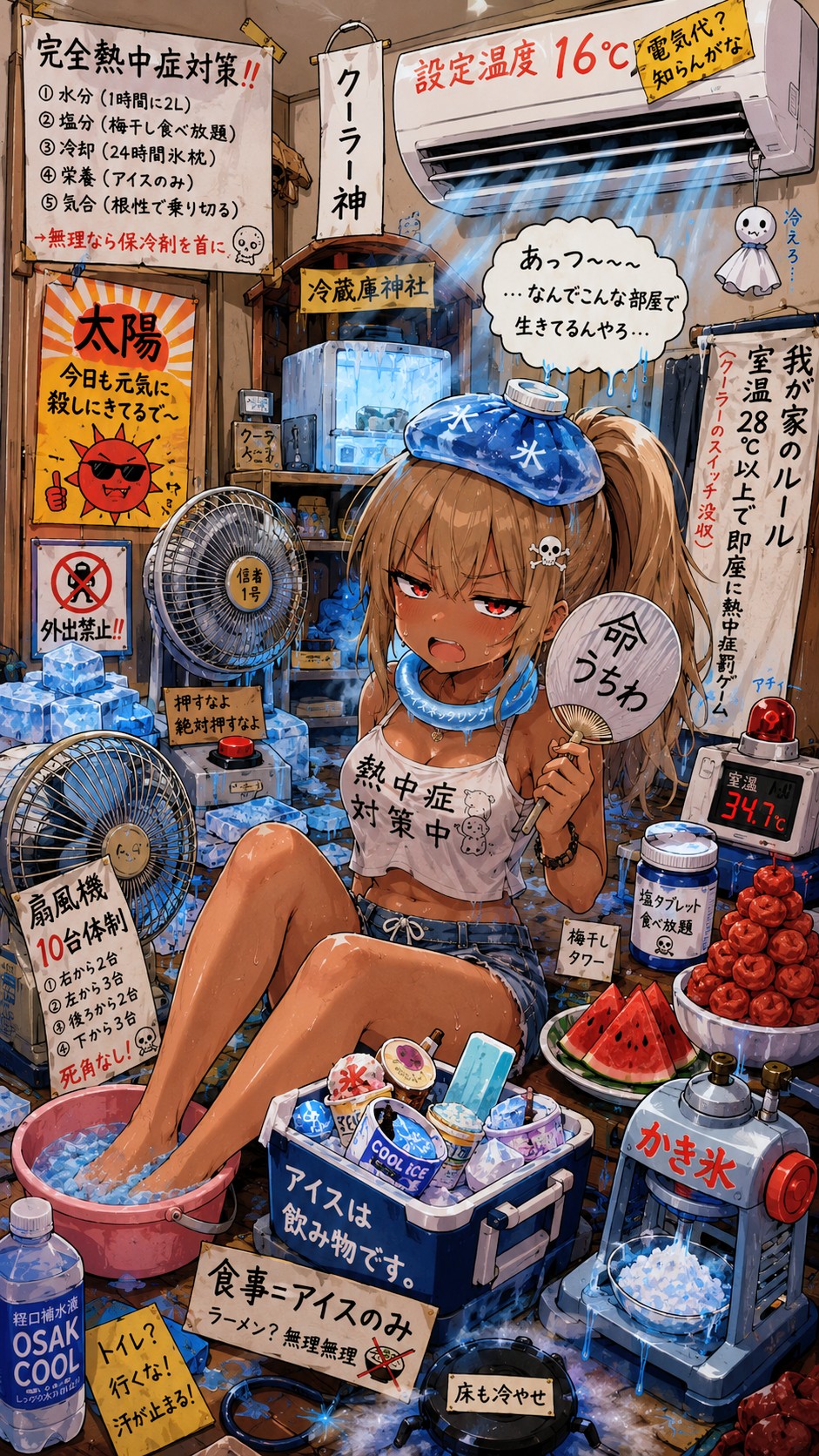 暑すぎるがな💢おにくちゃん🍖