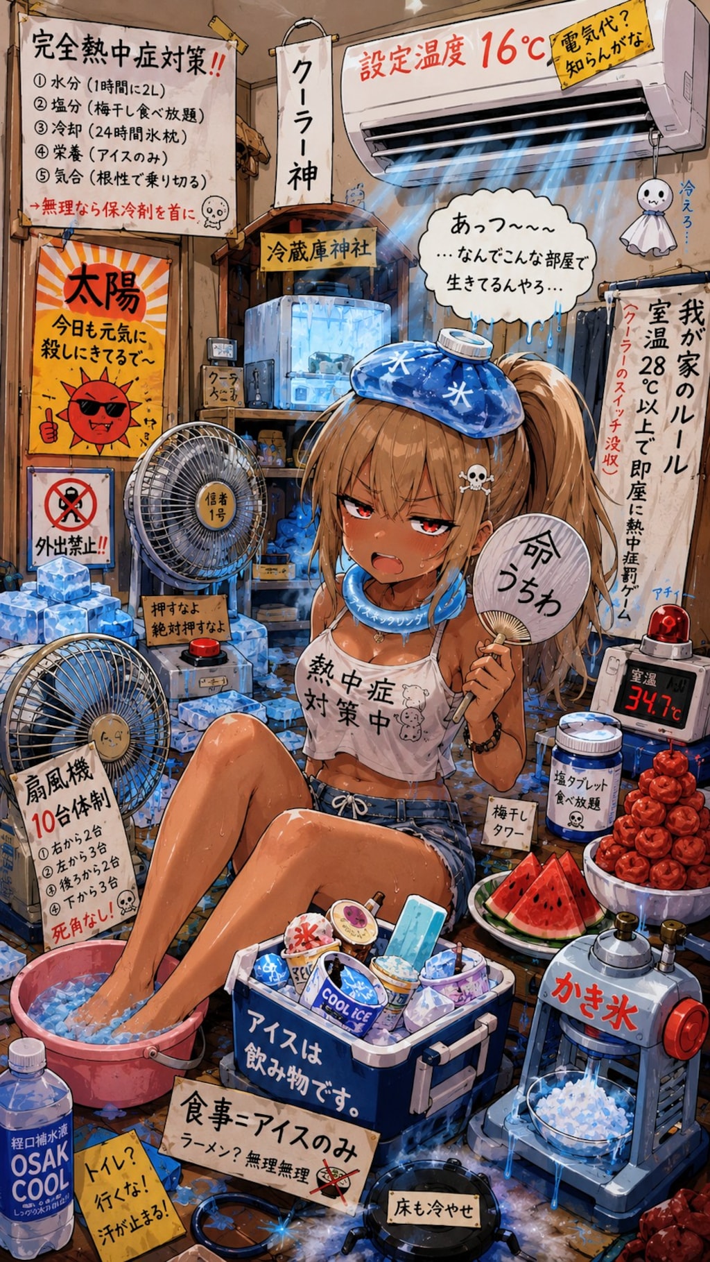 暑すぎるがな💢おにくちゃん🍖
