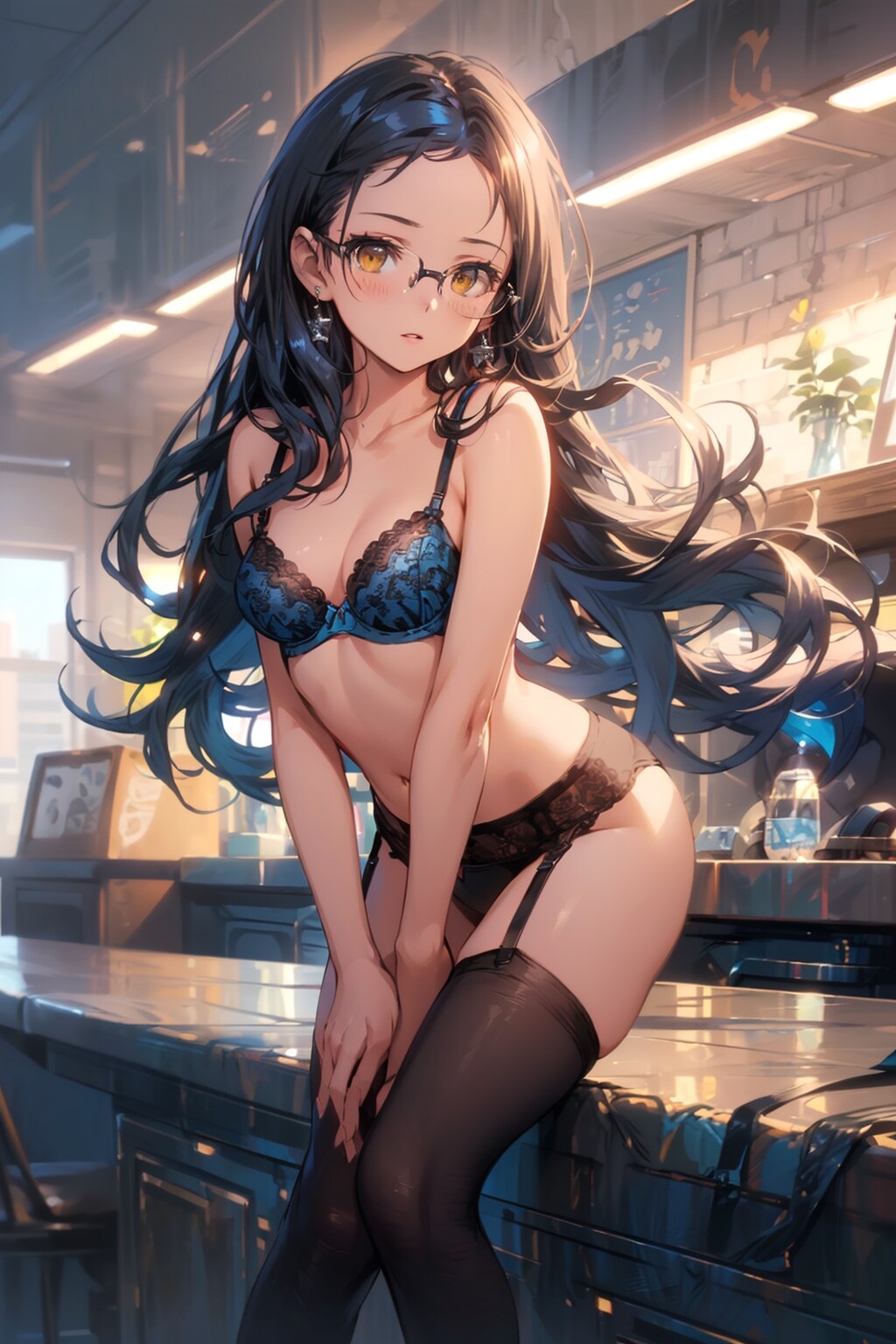 下着の眼鏡っ娘