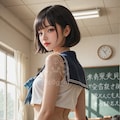 猛暑特例制服で登校中☀️のつむちゃん 5枚目