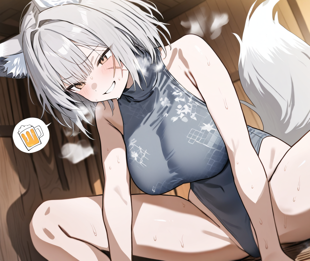 雪柳、麦酒への想い in 蒸し風呂