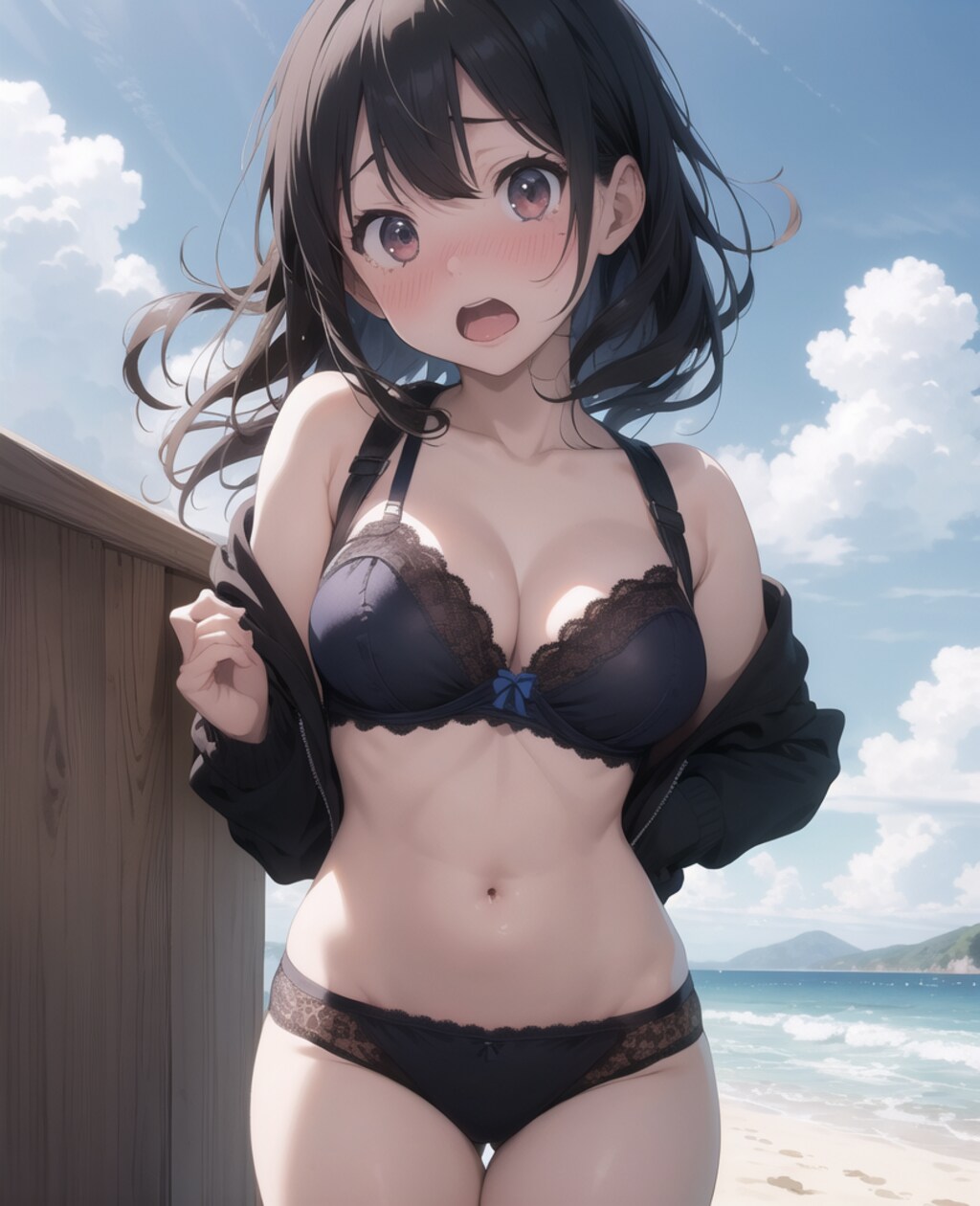 【12枚】「水着忘れてきたけど、パーカー着てたら大丈夫かな⁉」