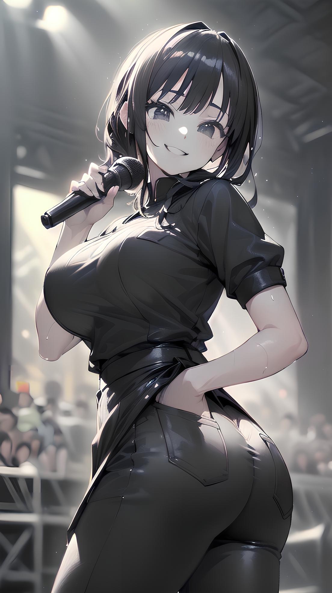 黒づくめさんライブリハーサル ⑤ (漫画風)