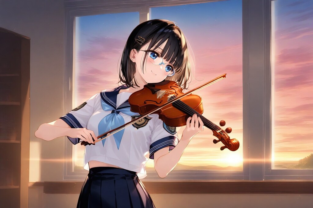 夕焼けの音楽室のメガネちゃん👓✨