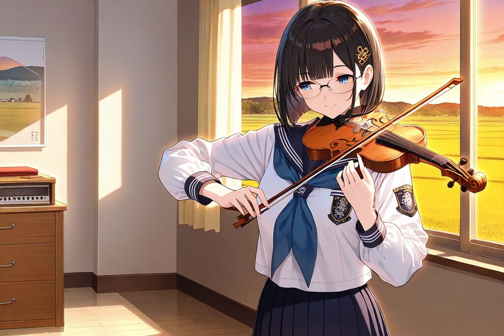 夕焼けの音楽室のメガネちゃん👓✨