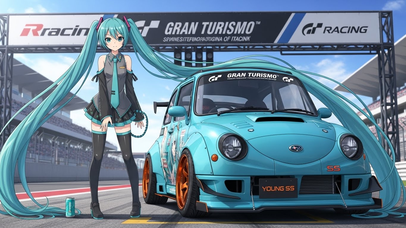 初音ミクとグランツーリスモスバル360 | の人気AIイラスト・グラビア