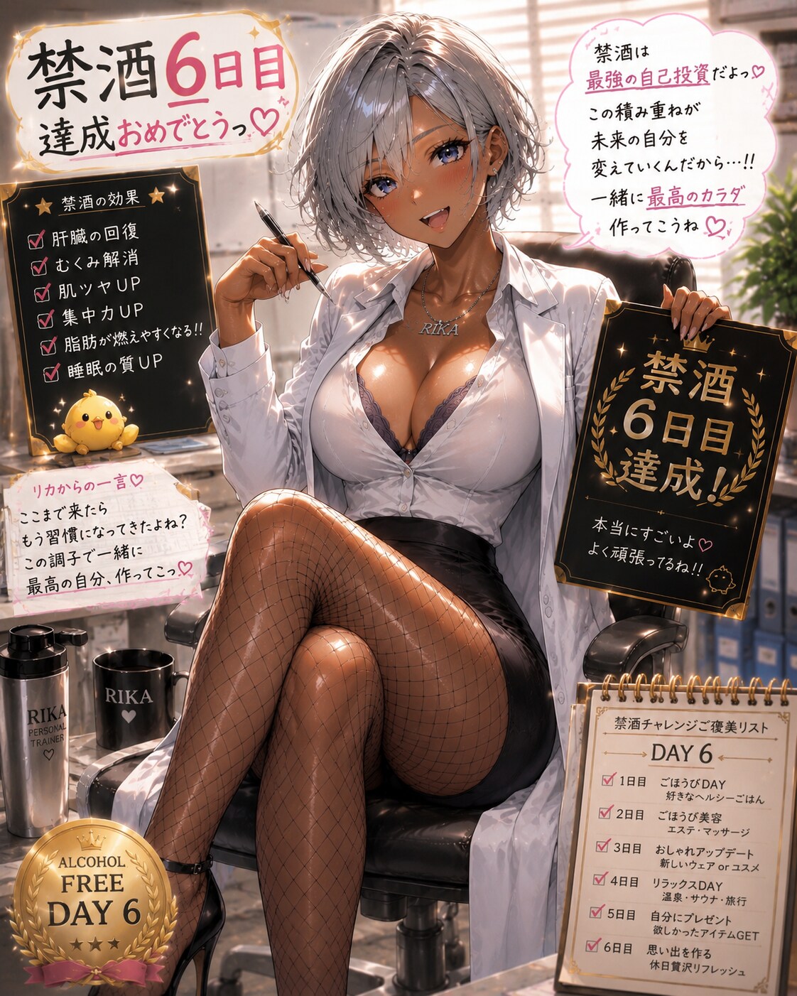 禁酒6日目成功を女医コスで祝う専属トレーナー(ギャル妻)