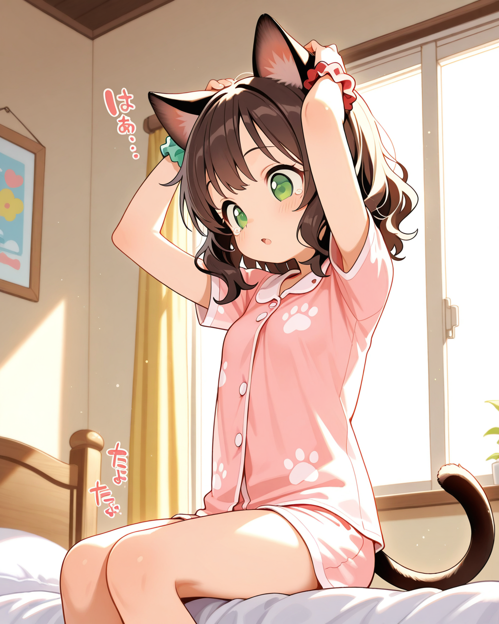 朝起きたら猫耳になっていたホカちゃん。