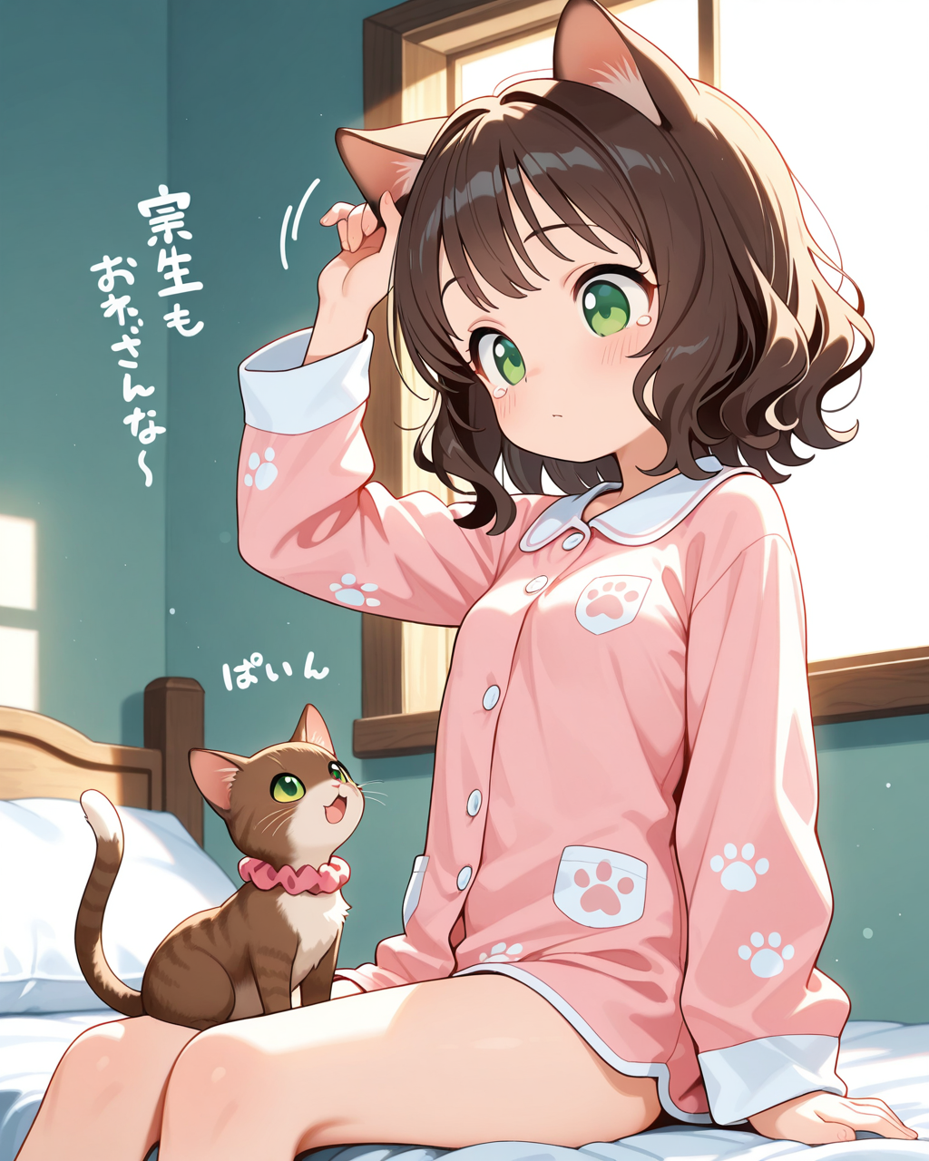 朝起きたら猫耳になっていたホカちゃん。