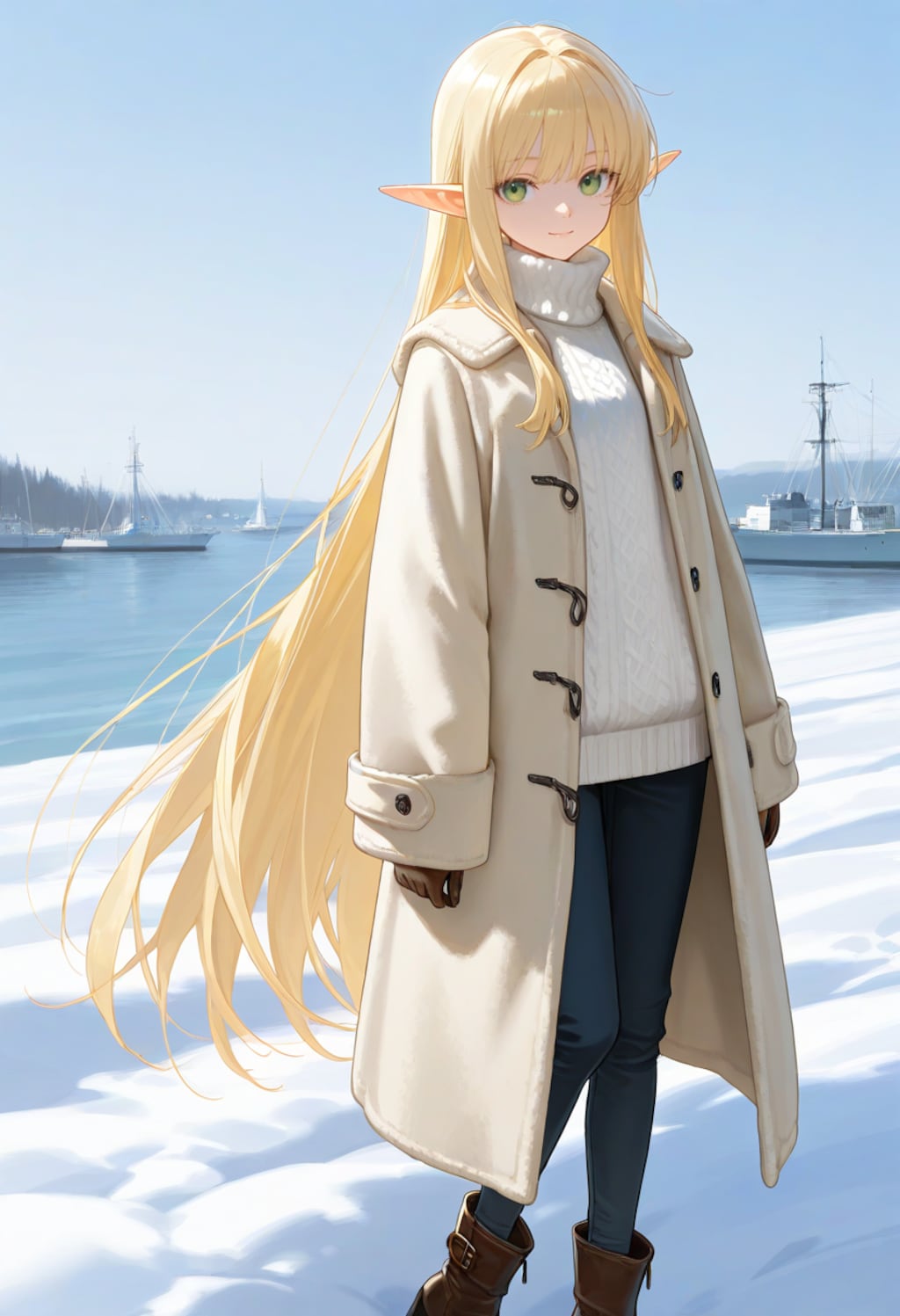 冬服のエルフ魔女さん