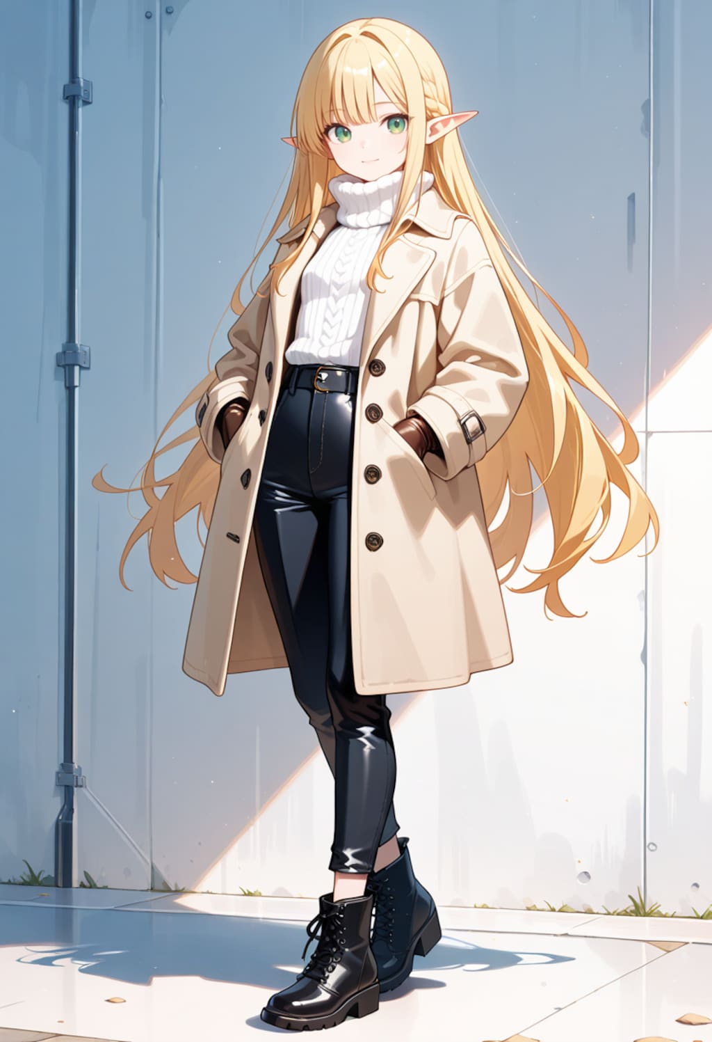 冬服のエルフ魔女さん