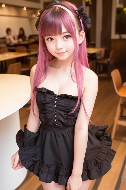 ピンクグラデーションのメイド少女