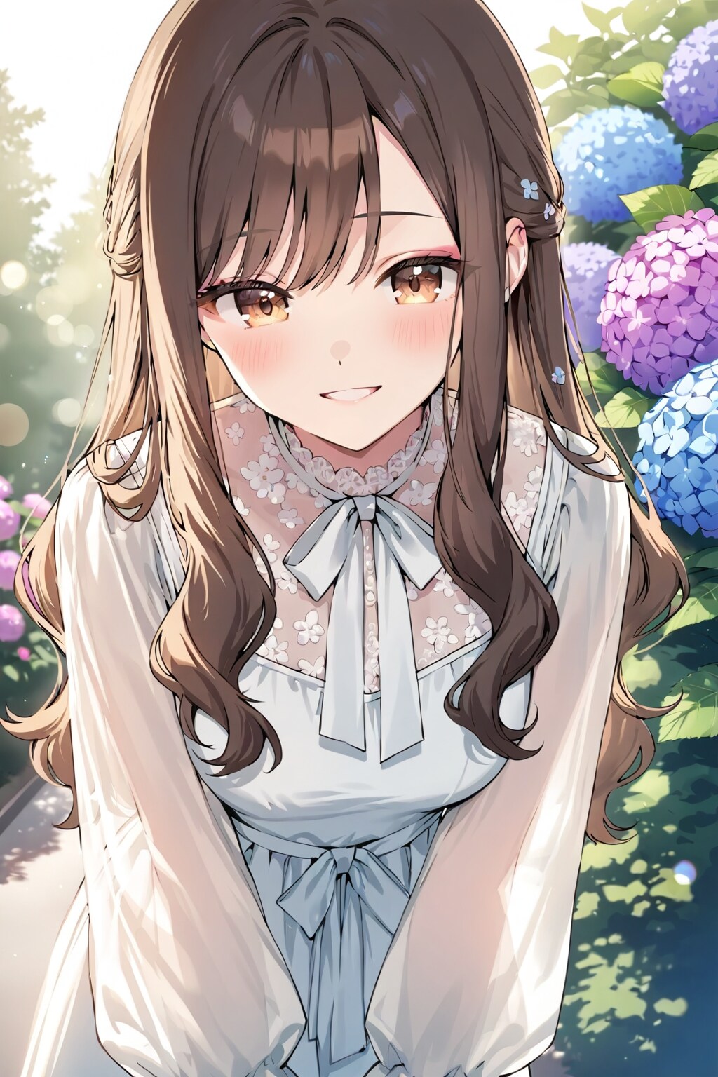 紫陽花の傍で