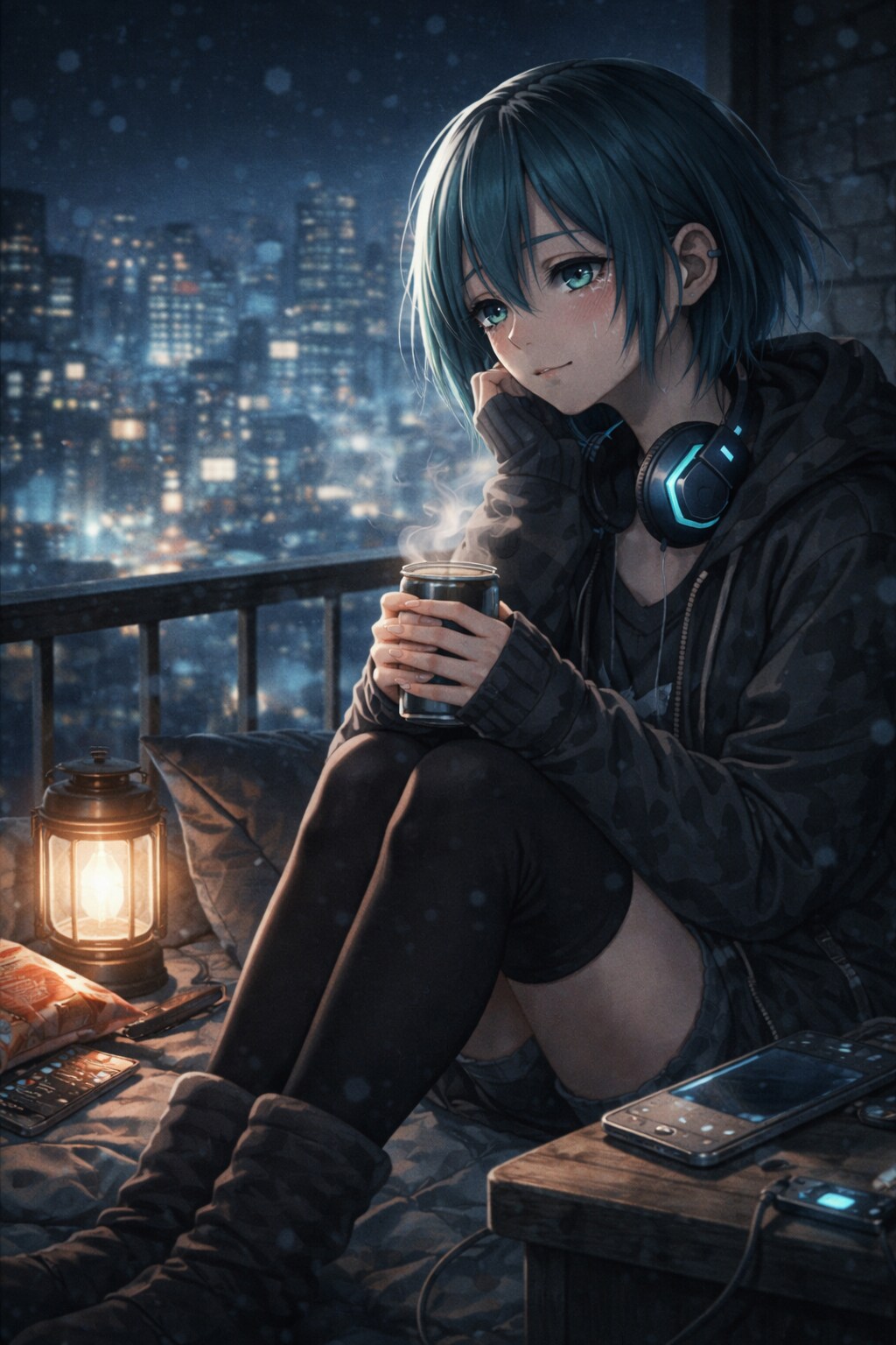 灯りの下で