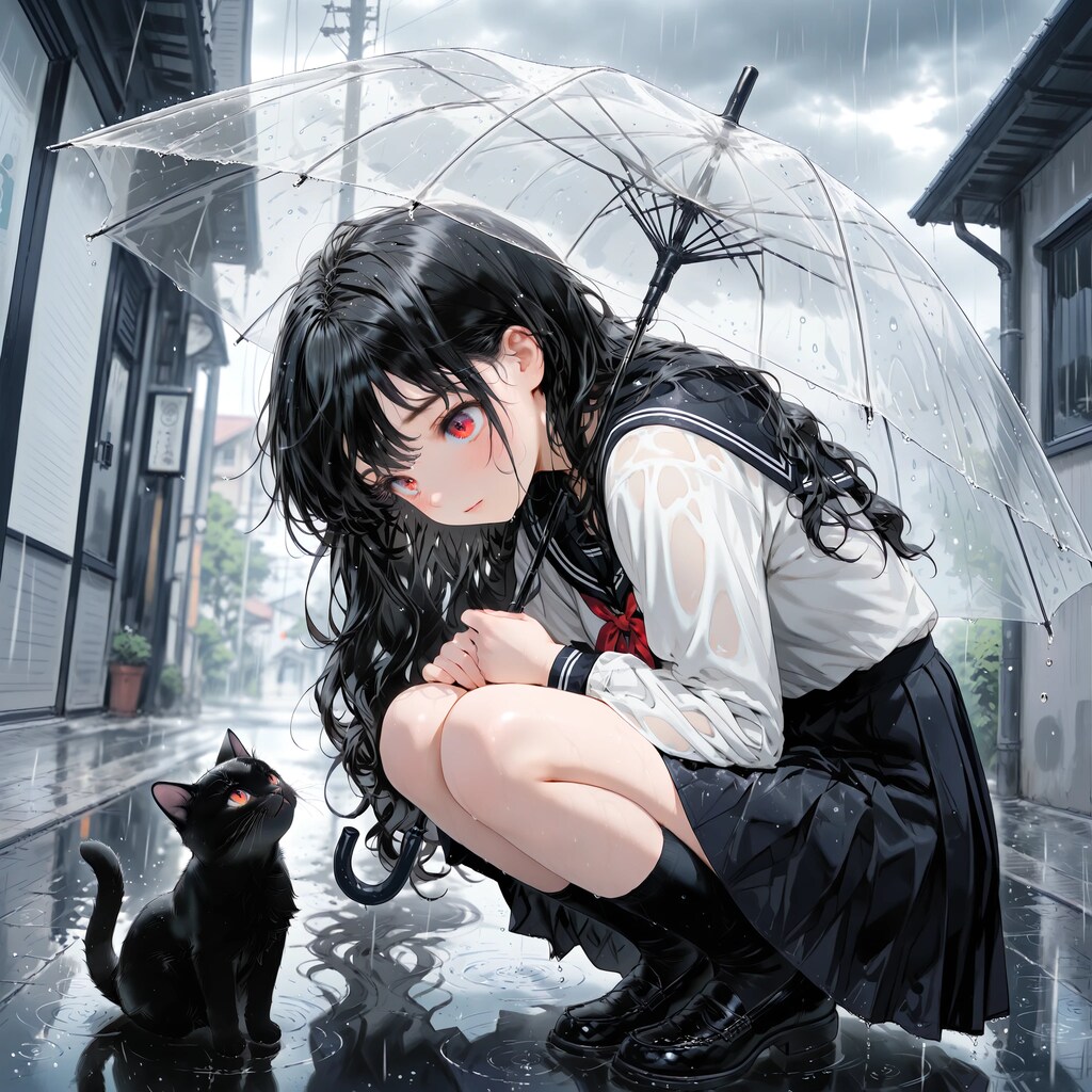 雨の日の出会い　~ girl meets cat ~
