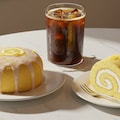 デザートの檸檬ケーキと檸檬ロールケーキのセット 3枚目
