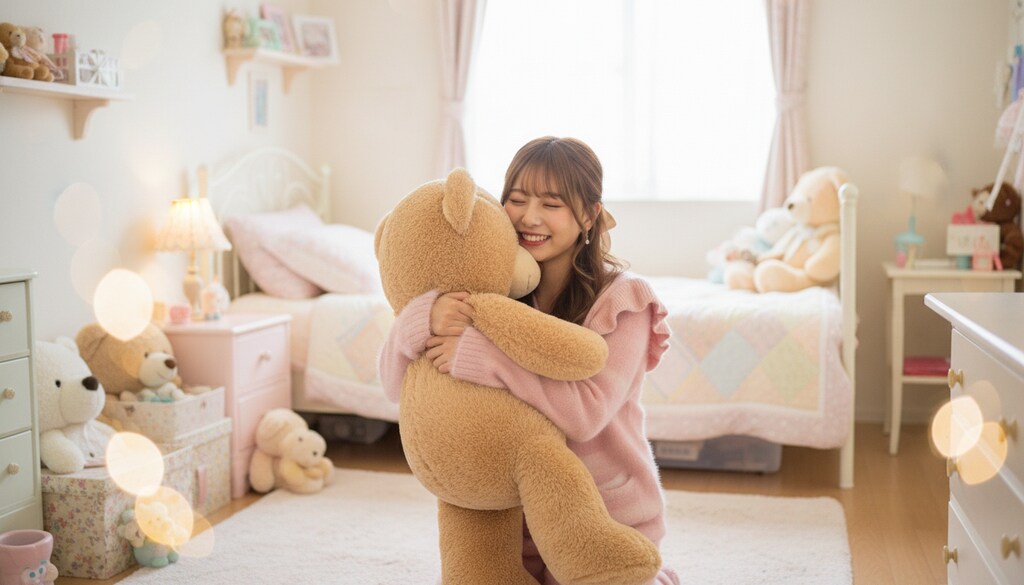 ぬいぐるみさんに、ぱふぱふ〜！