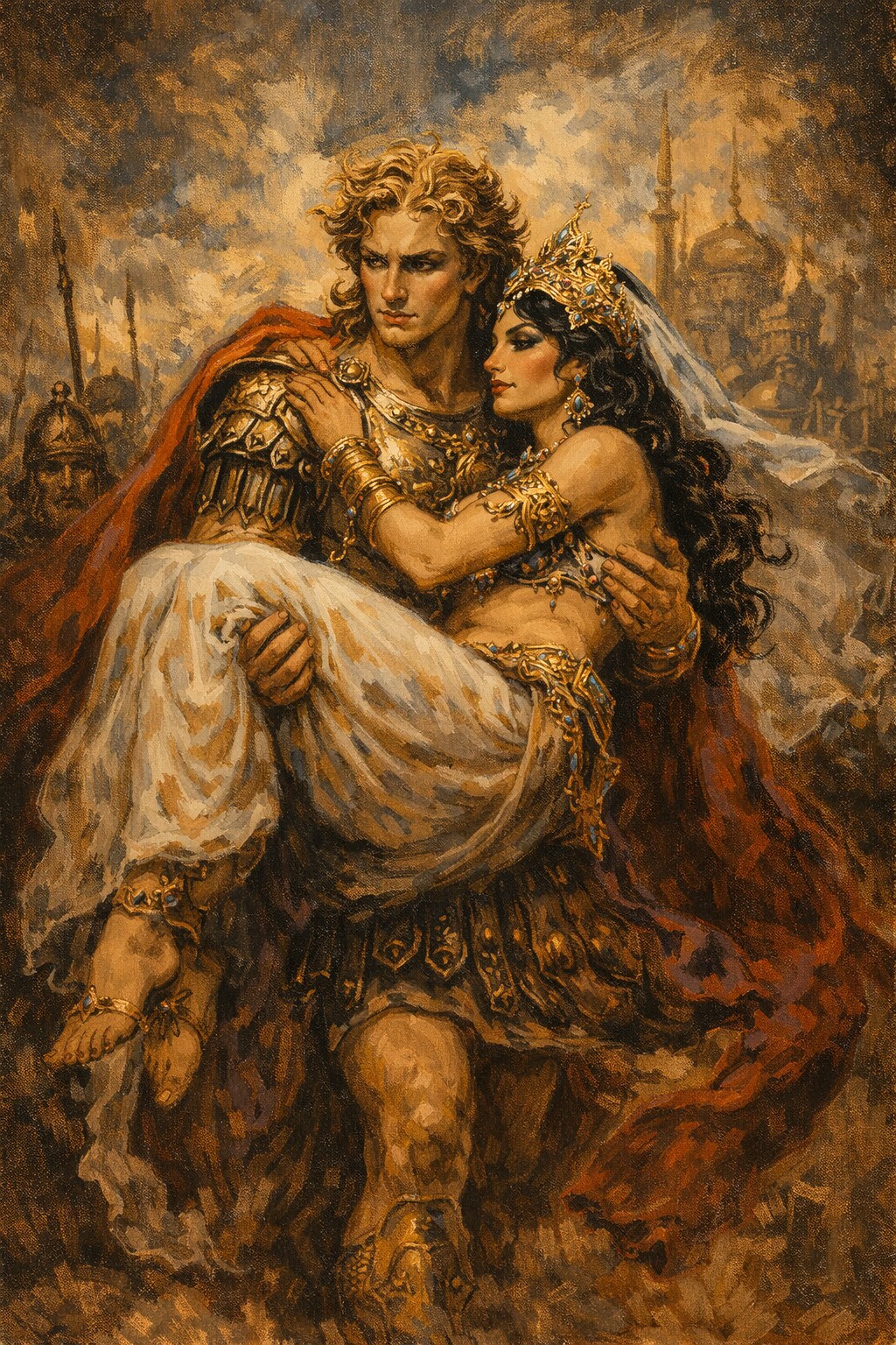 スタテイラをお姫様抱っこするアレクサンドロス大王 | の人気AIイラスト・グラビア