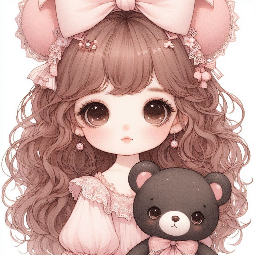 可愛い女の子とくまのぬいぐるみ