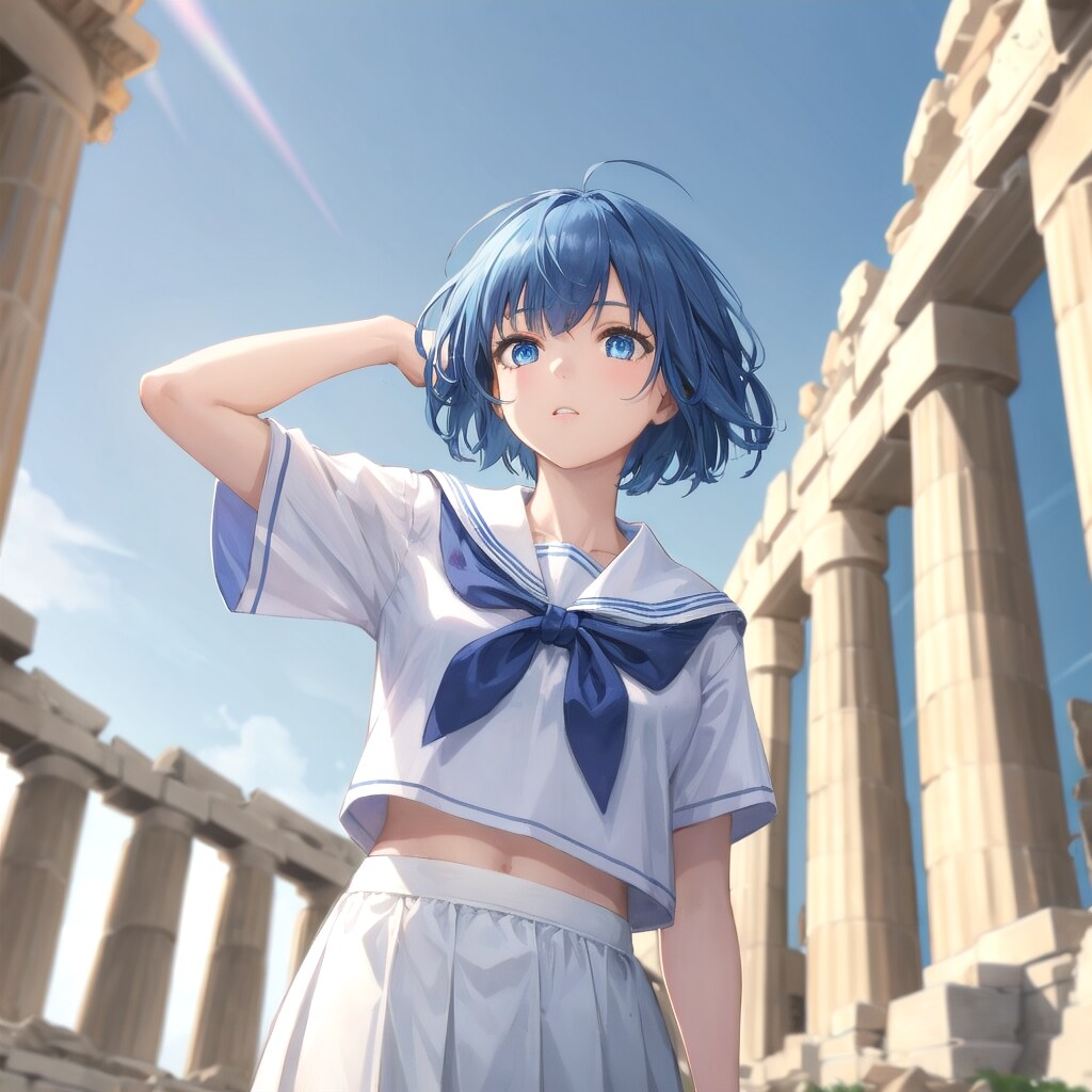 パルテノン神殿で空を見上げて