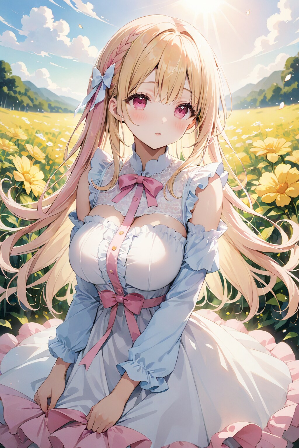 花に囲まれて