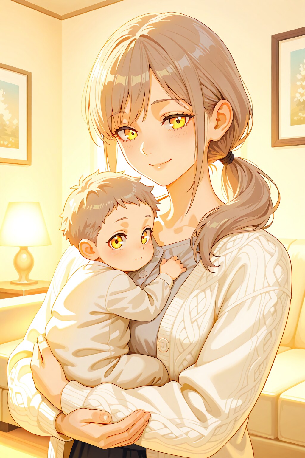 子を抱く母親