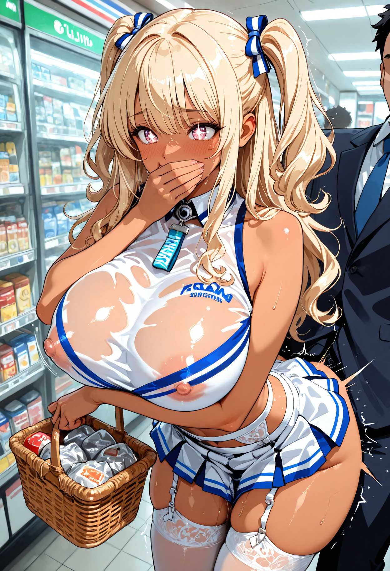 深夜コンビニ・棚の陰で・立ちバック