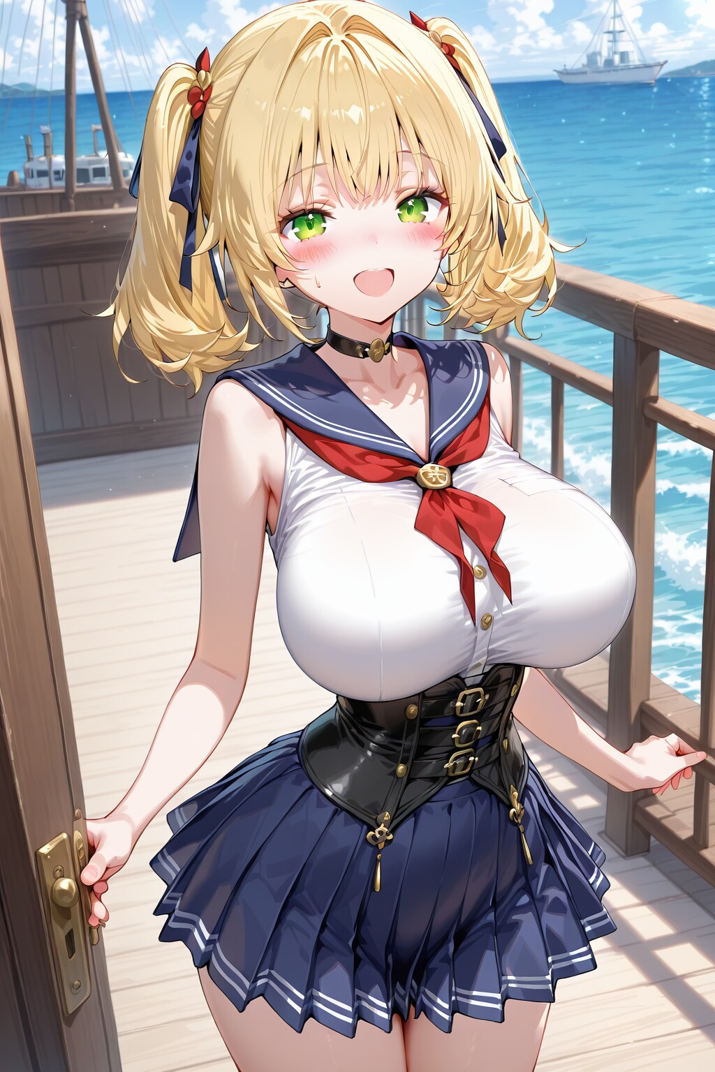 港町の制服少女