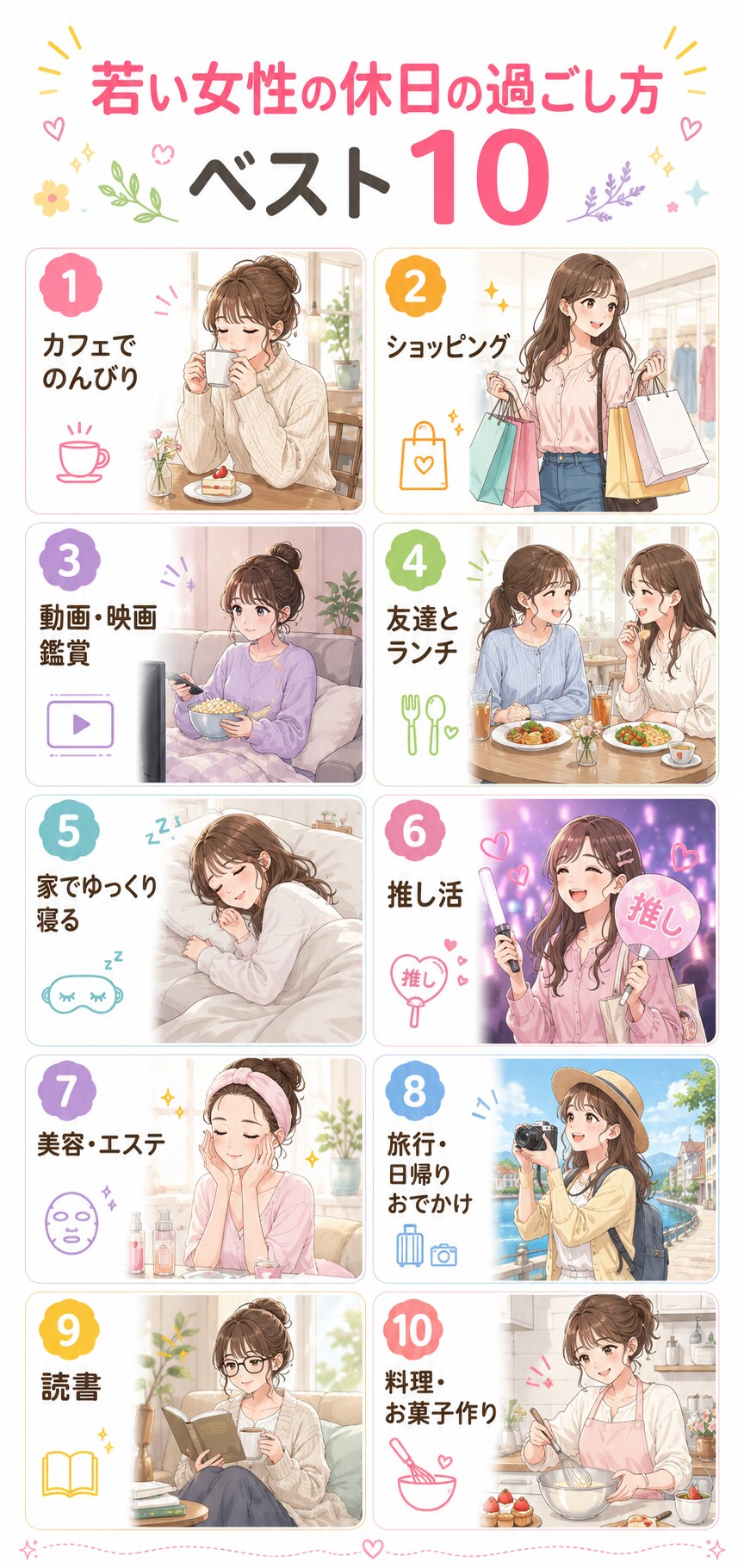 若い女性の休日の過ごし方