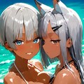 ウチの娘と浜辺オセロ🤍🖤 2枚目